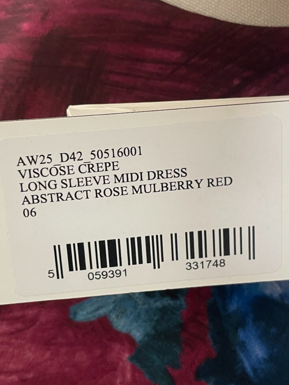 NWT Erdem Aria Abstract Red Blue Rose Mulberry Fluid Crepe Midi Dress Size 2 - Picture 7 of 12